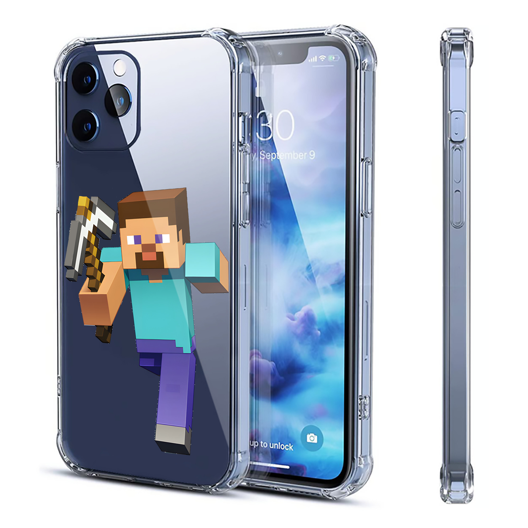 （画像用） マインクラフト ブロックの世界 Minecraft MC Block world 【iPhone 12シリーズ対応】透明スマホケース（クリアソフトケース）